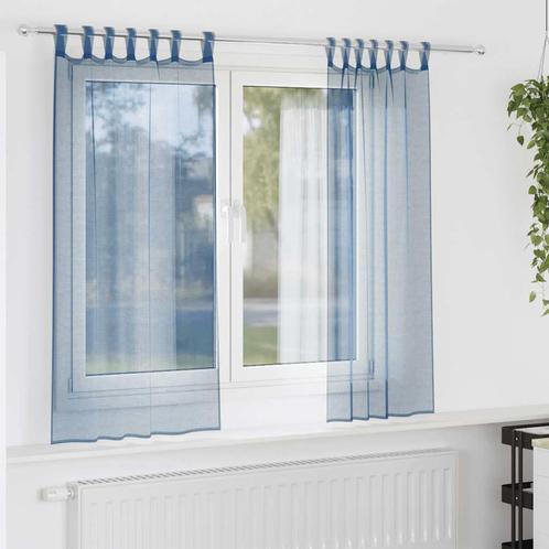 vidaXL Gordijnen voile met lussen 2 st 140x140 cm, Huis en Inrichting, Stoffering | Gordijnen en Lamellen, Blauw, Nieuw, Verzenden