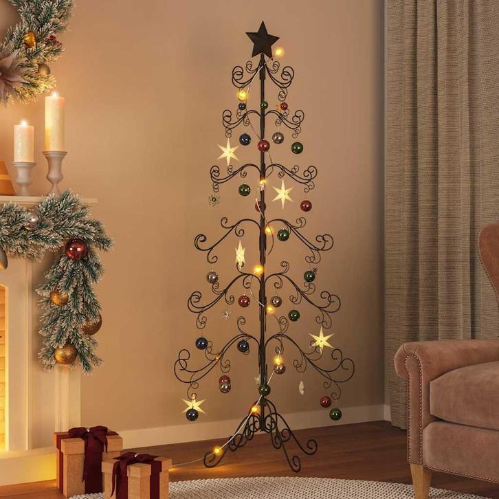 vidaXL Kerstdecoratie kerstboom 180 cm metaal zwart, Diversen, Kerst, Nieuw, Verzenden
