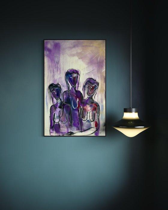 Harper - Purple Girls - XL, Antiek en Kunst, Kunst | Schilderijen | Modern