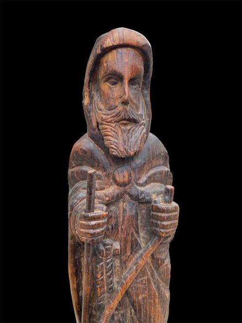 Marcel Théotec - Beeldhouwwerk - Sint Rochus - 43 cm - Hout, Antiek en Kunst, Antiek | Boeken en Bijbels
