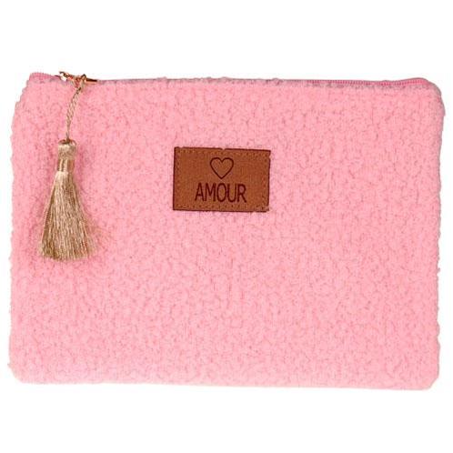 Toilettasje / Etui - Fluffy Sheep - Roze met Label AMOUR -, Sieraden, Tassen en Uiterlijk, Toilettassen, Roze, Nieuw, Ophalen of Verzenden