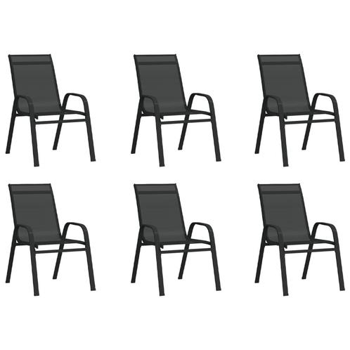 vidaXL Tuinstoelen stapelbaar 6 st textileen stof zwart, Tuin en Terras, Tuinstoelen, Nieuw, Verzenden
