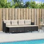 vidaXL 5-delige Loungeset met kussens poly rattan zwart, Verzenden, Nieuw, Rotan, Loungeset