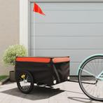 vidaXL Fietstrailer 45 kg ijzer zwart en oranje, Fietsen en Brommers, Verzenden, Nieuw