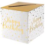 Verjaardag set Happy Birthday wit met goud XL deLuxe, Verzenden, Nieuw, Versiering, Verjaardag