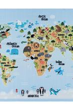 Kindervloerkleed | Play | Wereldkaart | Blauw | 100x150 cm, Huis en Inrichting, Verzenden, Nieuw