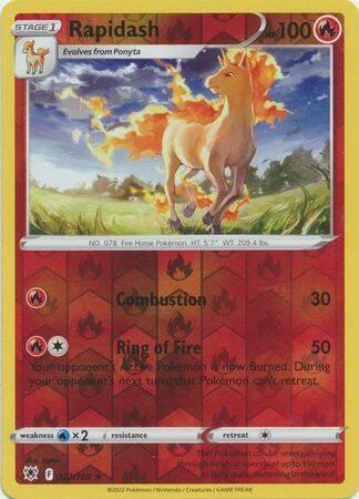 Rapidash 022/189 reverse holo Astral Radiance, Hobby en Vrije tijd, Verzamelkaartspellen | Pokémon, Losse kaart, Nieuw, Foil, Ophalen of Verzenden