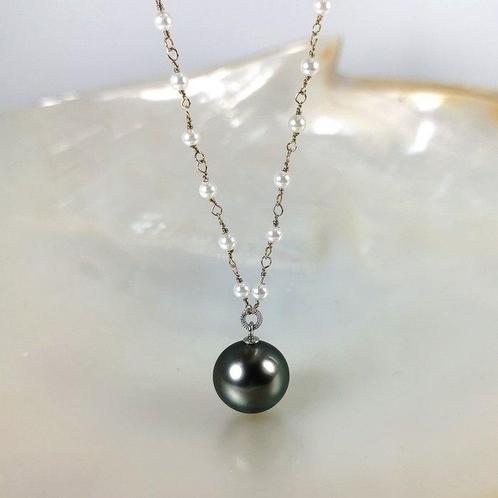 Halsketting Zilver Parel - Parel - Tahiti & Akoya RD 14,8 mm, Sieraden, Tassen en Uiterlijk, Kettingen