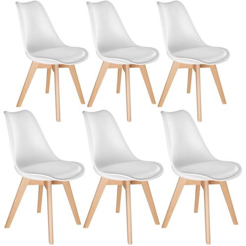Eetkamerstoelen Frederikke - wit/wit, Set van 6, Huis en Inrichting, Stoelen, Verzenden