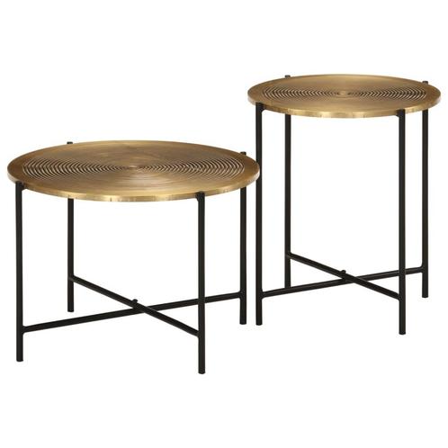 vidaXL Salontafels 2 st metaal messing en zwart, Huis en Inrichting, Tafels | Salontafels, Nieuw, Metaal, Verzenden
