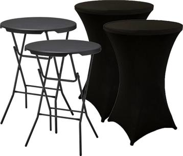 2x Zwarte Statafel + 2x Zwarte Statafelrok – Diameter 80 CM beschikbaar voor biedingen