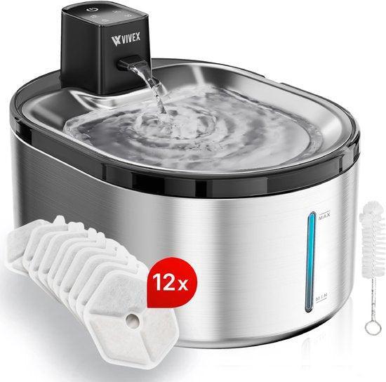 2dekans | Vivex® Draadloze Drinkfontein - RVS - 4,5 Liter -, Huis en Inrichting, Schoonmaakartikelen, Ophalen of Verzenden