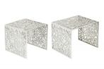 Handgemaakte salontafel ABSTRACT 49cm set van 2 zilver in, Huis en Inrichting, Tafels | Salontafels, Ophalen of Verzenden, Nieuw
