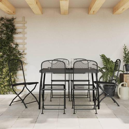 vidaXL 7-delige Tuinset metaalgaas antracietkleurig, Tuin en Terras, Tuinsets en Loungesets, Tuinset, Nieuw, 6 zitplaatsen, Overige materialen