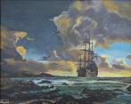 DingemanseArt - Schip bij ondergaande zon, Antiek en Kunst