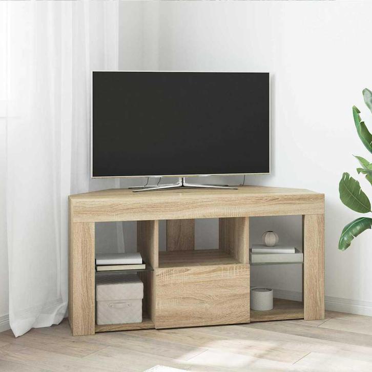 vidaXL Hoek LED TV Kast Sonoma Eiken 102 x 40 x 50 cm, Huis en Inrichting, Kasten | Televisiemeubels, Nieuw, Minder dan 50 cm