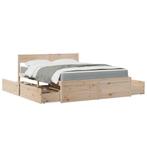 vidaXL Bed met lades en matras massief grenenhout 160x200 cm, Huis en Inrichting, Bruin, Verzenden, 200 cm, 160 cm