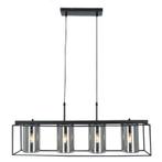 Moderne hanglamp zwart, Jessa, Huis en Inrichting, Lampen | Hanglampen, Nieuw, Ophalen of Verzenden, Glas, 75 cm of meer