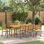 vidaXL Tuin Eetset 9 pcs Zwart Poly riet, Verzenden, Nieuw, Rotan