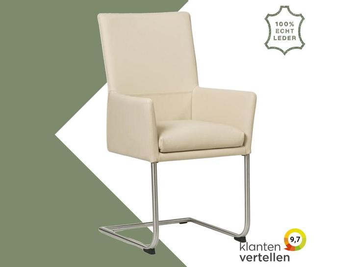 Leren eetkamerstoel Rumor - Toledo Betulla (crème) -, Huis en Inrichting, Stoelen, Eén, Overige kleuren, Nieuw, Leer, Ophalen of Verzenden