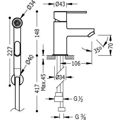 Lex Inbouw eenhendelkraan voor bidet Draaibare kraanhals, Doe-het-zelf en Verbouw, Sanitair, Ophalen of Verzenden