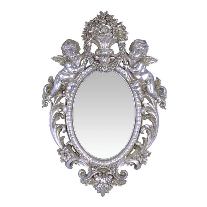 A RESIN WALL MIRROR FLANKED BY TWO PUTTI (Interieur), Antiek en Kunst, Kunst | Beelden en Houtsnijwerken, Verzenden