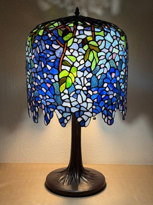 XXL Tiffany stijl tafellamp BLUE WISTERIA lamp met 2, Antiek en Kunst, Kunst | Designobjecten