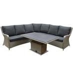 Bilbao dining hoek loungeset 6 delig grijs verstelbare tafel, Ophalen of Verzenden, Nieuw, Wicker