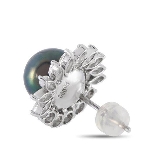 Oorbellen Platina, Platina 2.40ct diamanten en parel, Sieraden, Tassen en Uiterlijk, Oorbellen