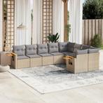 vidaXL 9-delige Loungeset met kussens poly rattan beige, Verzenden, Nieuw, Rotan, Loungeset