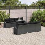 vidaXL Tuin Sofa Set met kussen met opslag 9 pcs Zwart Poly, Tuin en Terras, Tuinsets en Loungesets, Verzenden, Nieuw, Rotan