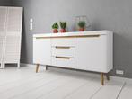 Dressoir Nebraska - Wit - Eiken - 160 cm, Huis en Inrichting, Kasten | Dressoirs, Nieuw, 150 tot 200 cm, 25 tot 50 cm, Scandinavisch