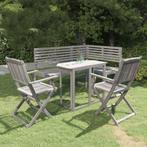 vidaXL 4-delige Bistroset massief acaciahout grijs, Tuin en Terras, Tuinsets en Loungesets, Verzenden, Nieuw, Hardhout