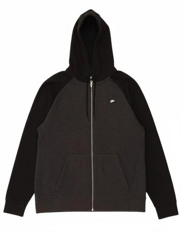 NIKE Mens Zip Hoodie Sweater Medium Grey Colourblock Cotton beschikbaar voor biedingen