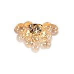 Design plafondlamp zwart met amber glas 6-lichts - Uvas, Verzenden, Nieuw, Glas, Design