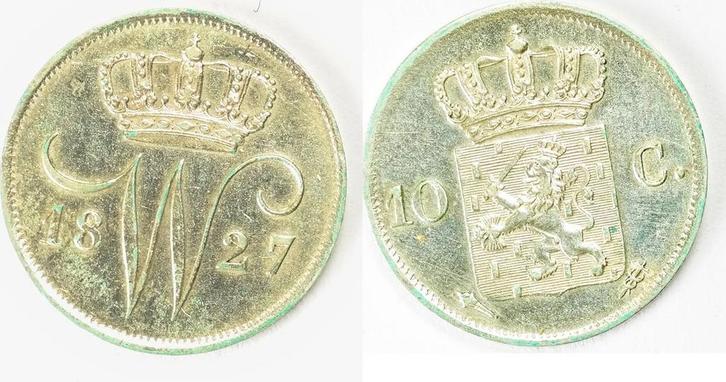 Netherlands 10 cent 1827 U, Postzegels en Munten, Munten | Europa | Niet-Euromunten, Verzenden