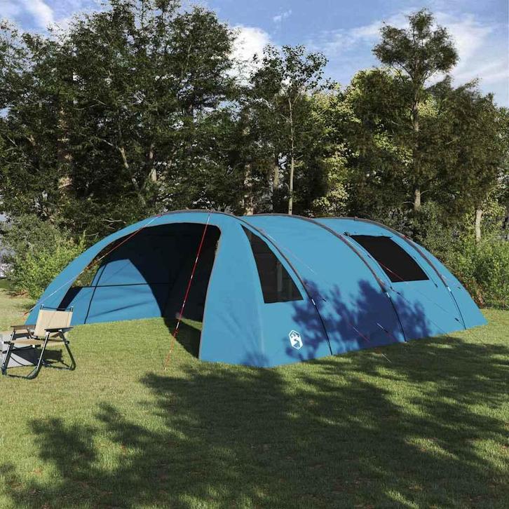 vidaXL Tunnel Tent 6-Persoon met dak Blauw en Grijs 700 x, Caravans en Kamperen, Tenten, Nieuw, Verzenden