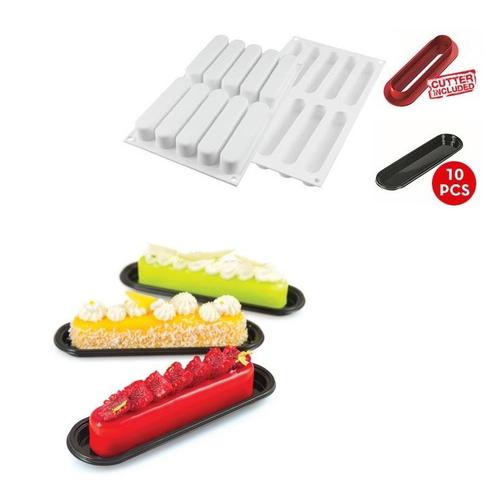 Silikomart Siliconen Vorm Eclair 13x2,5x2,5cm (10), Hobby en Vrije tijd, Taarten en Cupcakes maken, Nieuw, Verzenden