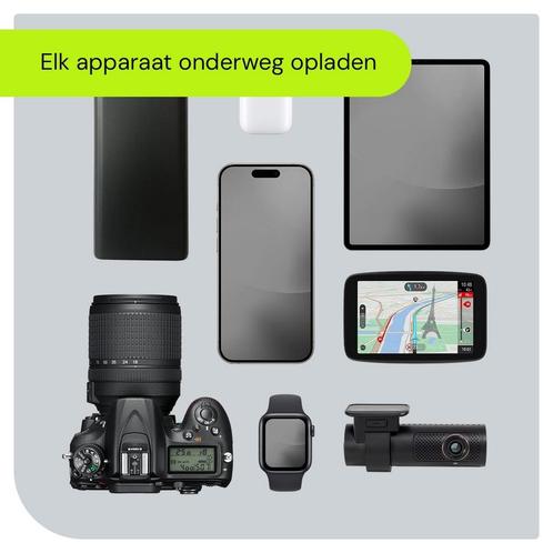 ProRide 12V USB/USB C Autolader 2 Poorten Inbouw met, Doe-het-zelf en Verbouw, Elektra en Kabels, Nieuw, Verzenden