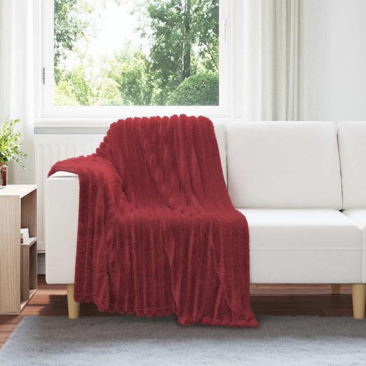 vidaXL Gooi Deken Bordeaux Rood 150 x 130 cm Fleece, Huis en Inrichting, Slaapkamer | Beddengoed, Rood, Nieuw, Verzenden