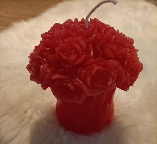 Hand gemaakte kaars - Bosje mooie rozen- Brand super mooi -, Huis en Inrichting, Woonaccessoires | Kandelaars en Kaarsen, Verzenden