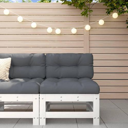 vidaXL Middenbank met kussens massief grenenhout wit, Tuin en Terras, Tuinsets en Loungesets, Nieuw, Verzenden