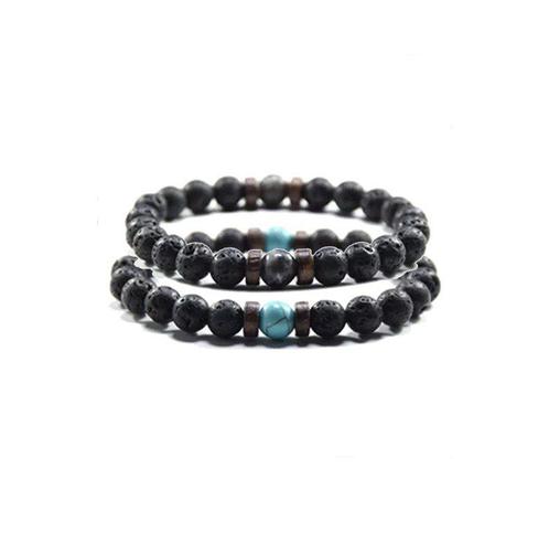 Edelsteen armband voor mannen - dubbel armbanden - lava -, Sieraden, Tassen en Uiterlijk, Armbanden