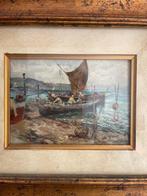 Scuola italiana (XX), firmato Nicolini - Barche e pescatori, Antiek en Kunst, Kunst | Schilderijen | Klassiek