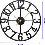 Tyme Wandklok Industrieel - 60cm Klok Modern - Analoog -, Ophalen of Verzenden, Zo goed als nieuw