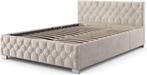 2dekans | Gestoffeerd Bed Nizza - 140 x 200 cm - Beige - LED, Ophalen of Verzenden, Zo goed als nieuw, Beige