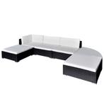 vidaXL 6-delige Loungeset met kussens poly rattan zwart, 6 zitplaatsen, Nieuw, Loungeset, Verzenden
