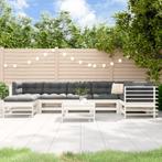 vidaXL 8-delige Loungeset met kussens massief hout wit, Tuin en Terras, Tuinsets en Loungesets, Verzenden, Nieuw, 8 zitplaatsen