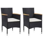 vidaXL Tuinstoelen 2 st poly rattan zwart, Verzenden, Nieuw, Rotan