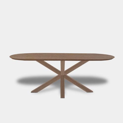 Tafel Plat Ovaal eikenhout  Matrix hout  220x100, Huis en Inrichting, Tafels | Eettafels